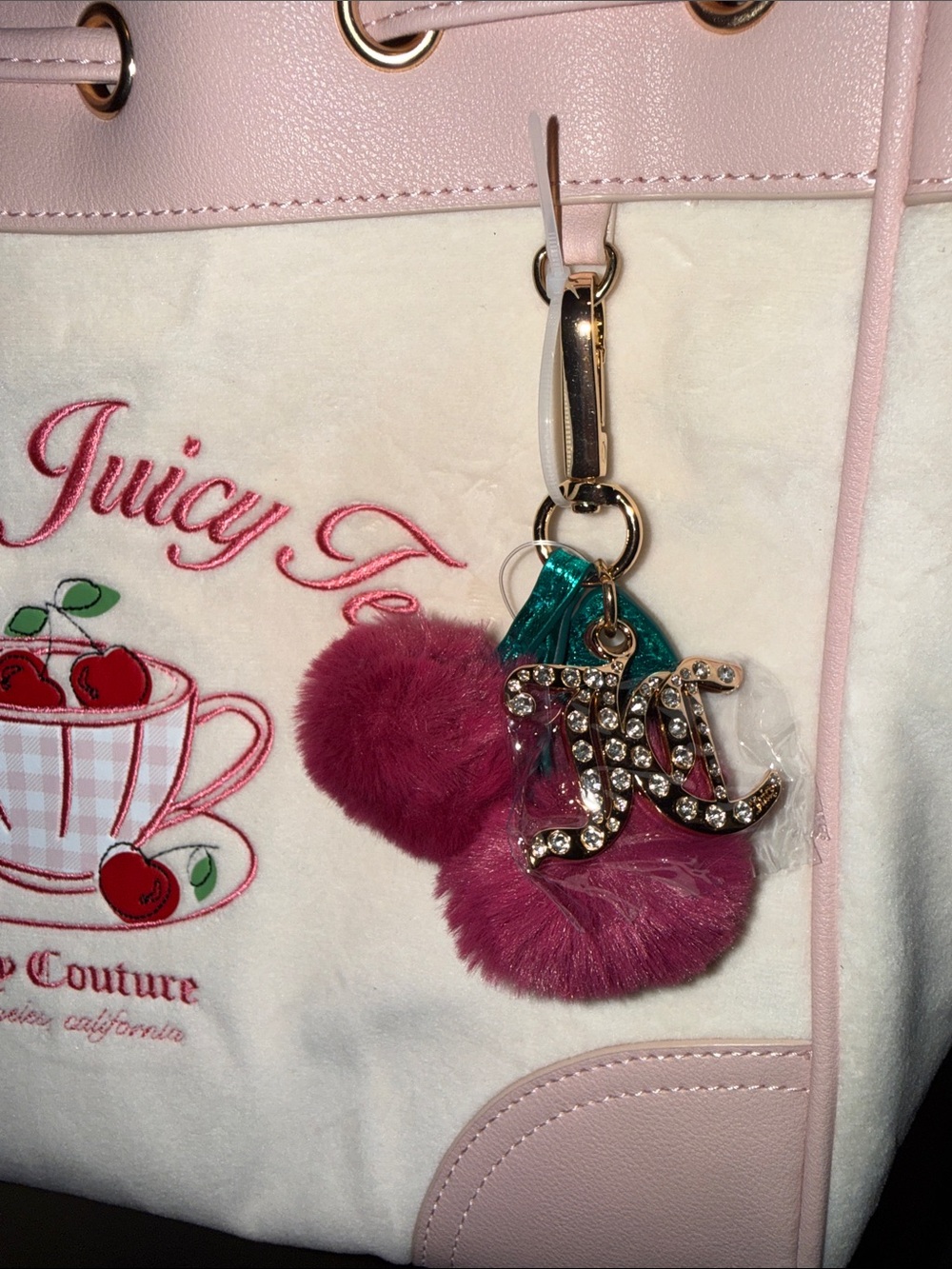 NEW Juicy Couture Soft White 'Spill the Juicy Tea' Sweet Tea Party Tote - Picture 4 of 8